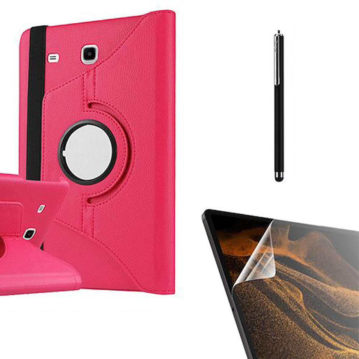 Smcase Samsung Galaxy Tab E T560 9.6 Kılıf 360 Dönebilen Koruma Kapaklı Standlı dn22  Nano  Kalem