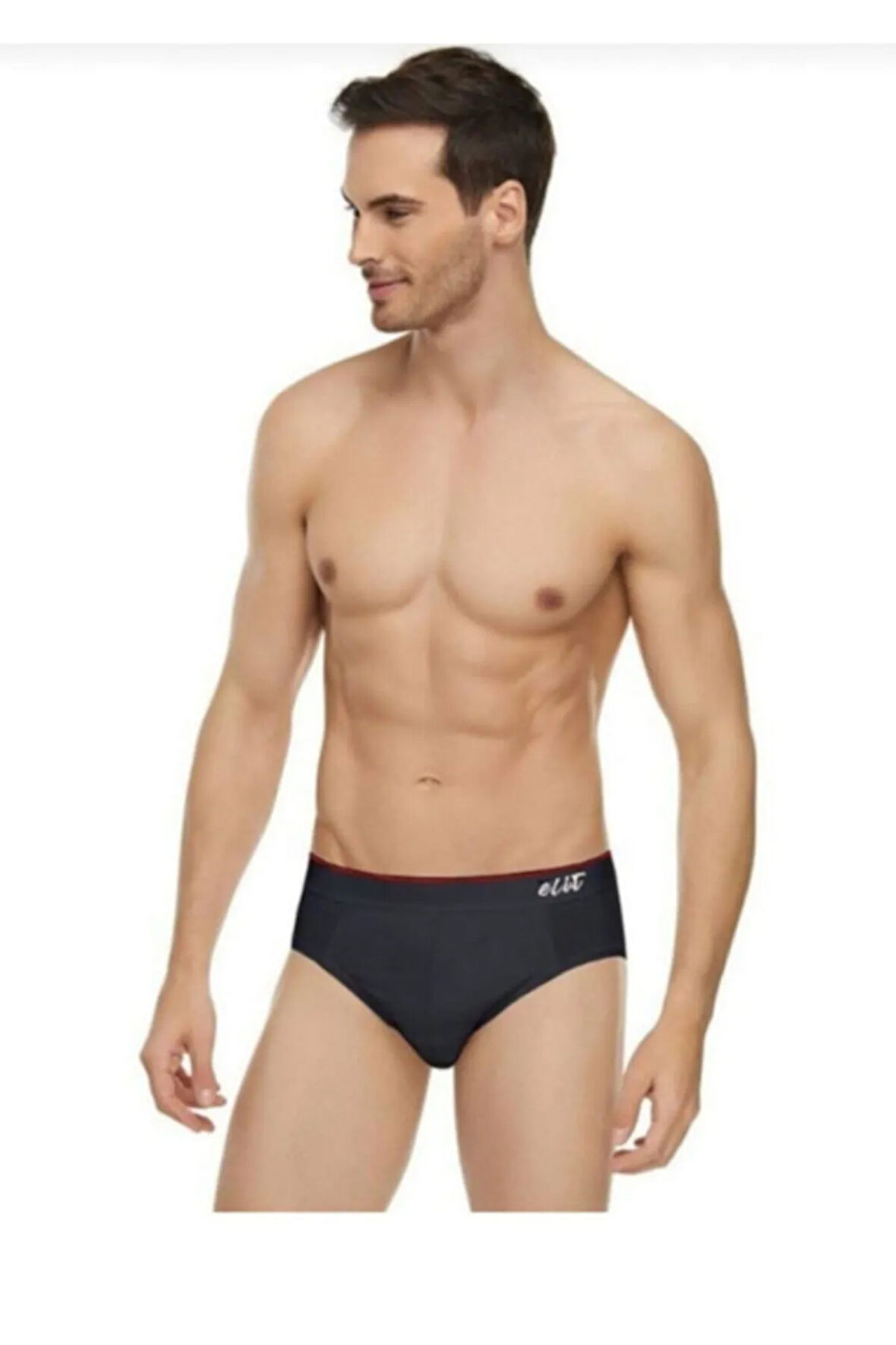 Erkek Siyah Kemerli Elestan Slip Karışık Renkler 6lı Paket