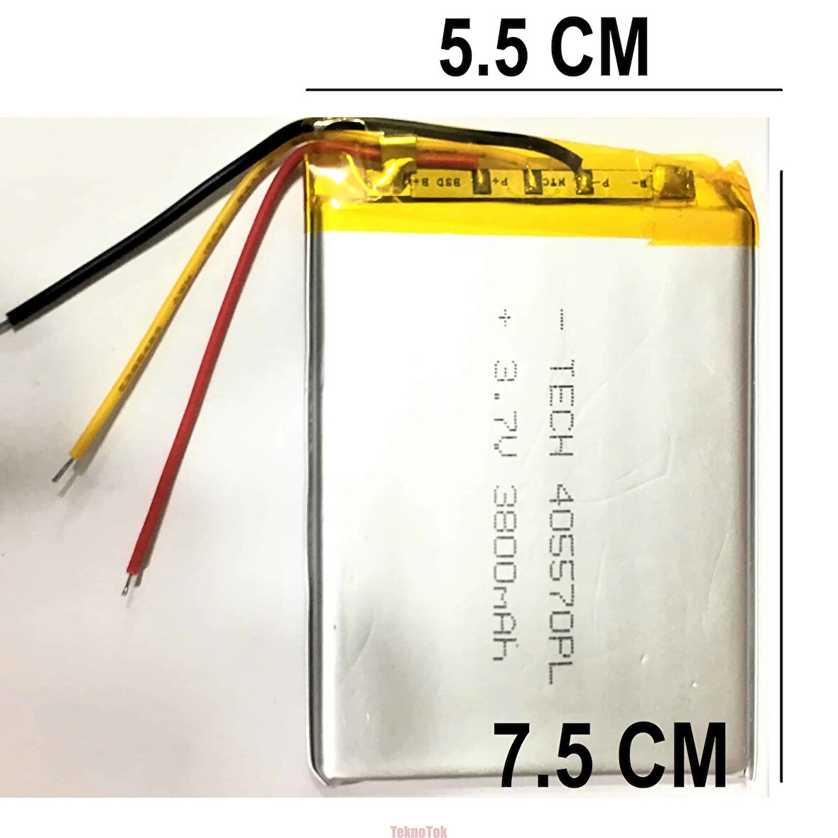 3 Kablolu 7 inç Tablet Bataryası 3.7v 3800 mah 7.5 x 5.5 Cm