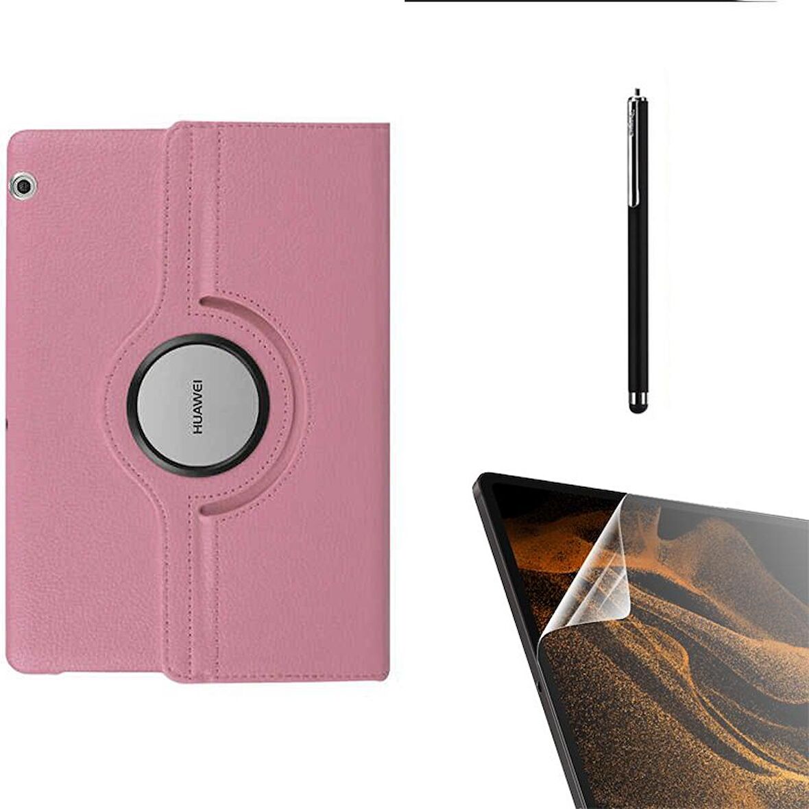 Smcase Huawei T3 10 inç Kılıf 360 Dönebilen Koruma Kapaklı Standlı dn22  Nano  Kalem