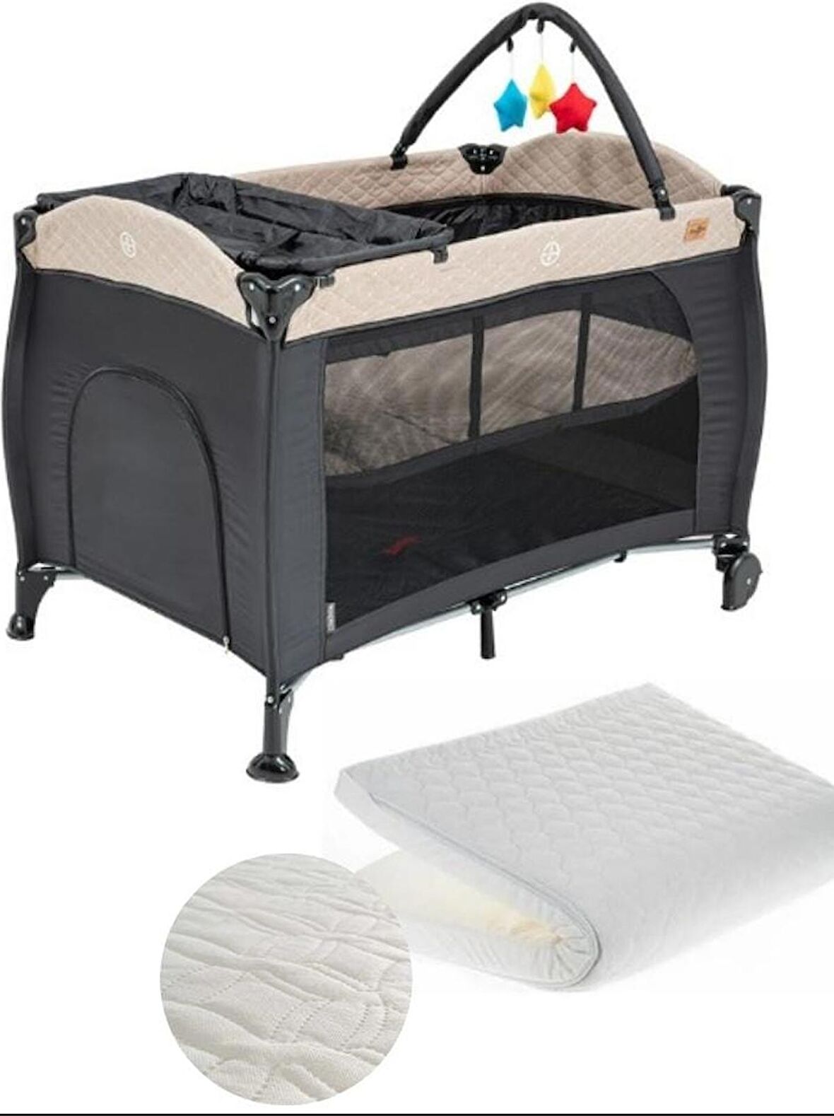 Baby2go 2350 Madrid 70X110cm Oyun Parkı yatak Hediyeli Bej