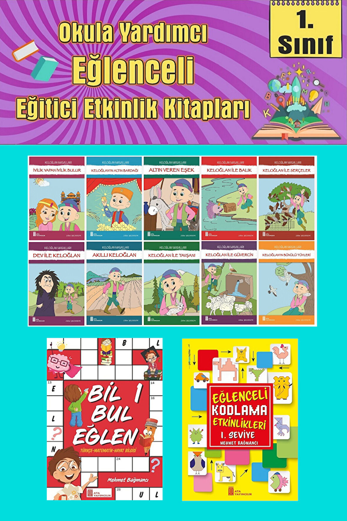 1.Sınıflar İçin Okumayı Sevdiren 10 lu Hikaye Seti -Bil Bul Eğlen-Kodlama 8 (Okulda Evde Tatilde)