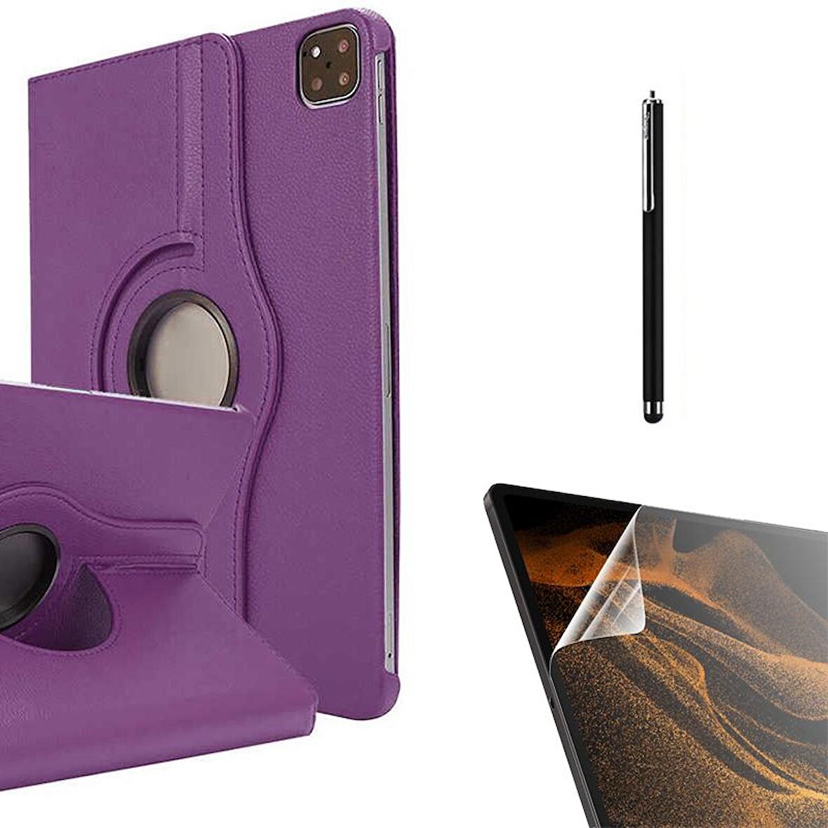 Smcase Apple iPad Pro 12.9 2020 4.Nesil Kılıf 360 Dönebilen Koruma Kapaklı Standlı dn33  Nano  Kalem