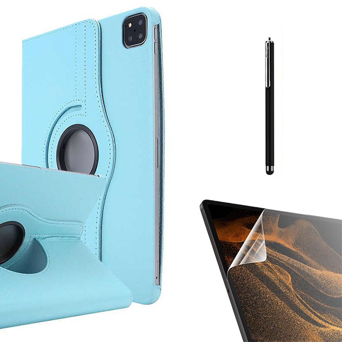 Smcase Apple iPad Pro 12.9 2022 M2 Kılıf 360 Dönebilen Koruma Kapaklı Standlı dn33  Nano  Kalem