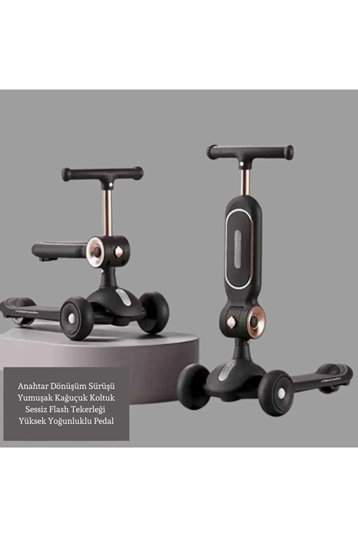 Led Işık Tekerlekli Yükseklik Ayarlı Oturaklı Çocuk Scooter