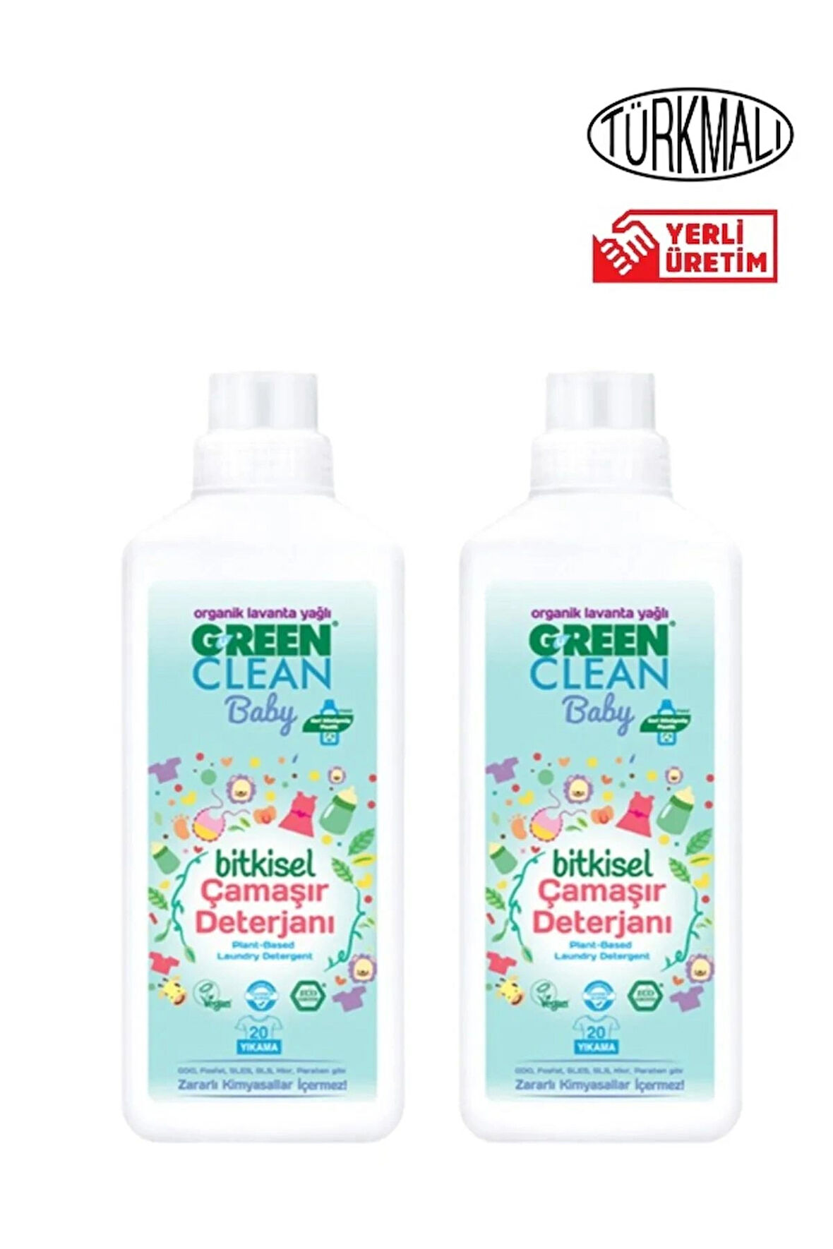 Green Clean BİTKİSEL ÇAMAŞIR DETERJANI GREEN CLEAN BABY 2X1000 ML LAVANTA YAĞLI