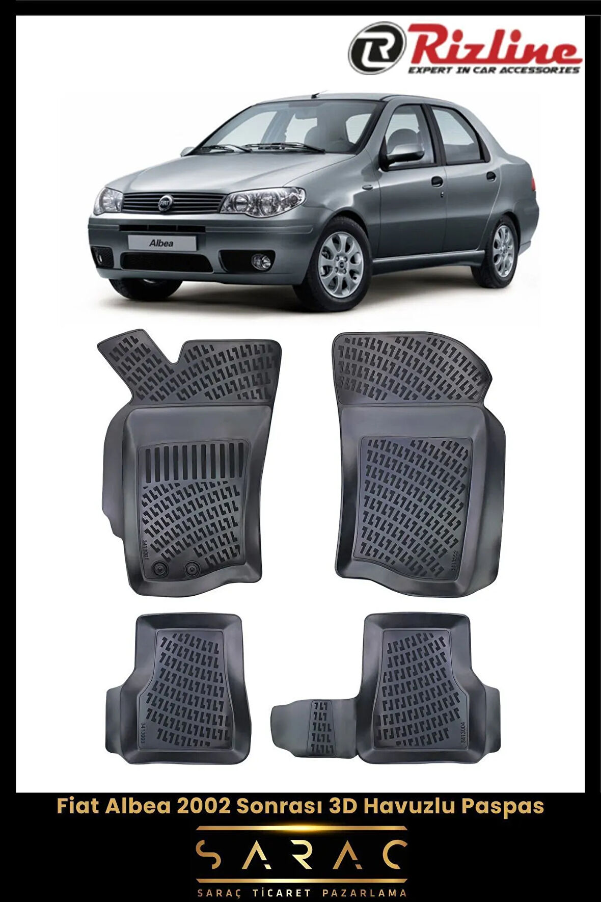 Rizline Fiat Albea 2009 Model 3D Havuzlu Paspas