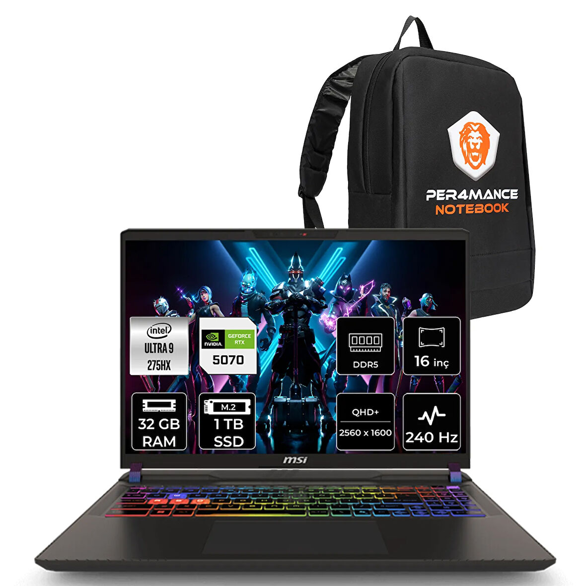 MSI Vector 16 HX AI Ultra 9 275HX 32GB 1TB SSD RTX5070/8GB 115W 16" QHD+ 240Hz FDOS Gaming