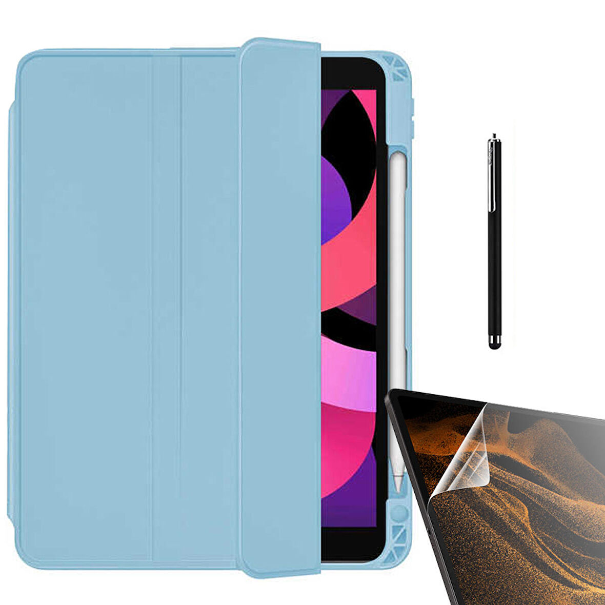 Smcase Apple iPad Pro 10.5 7.Nesil Kılıf Standlı Kalem Bölmeli Arkası Şeffaf nt22  Nano  Kalem