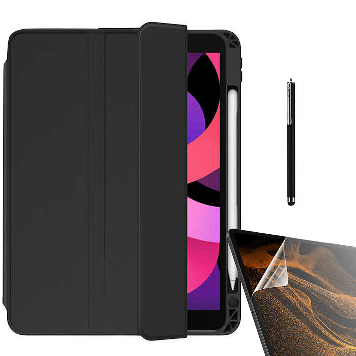 Smcase Apple iPad Pro 11 2021 3.Nesil Kılıf Standlı Kalem Bölmeli Arkası Şeffaf nt22  Nano  Kalem