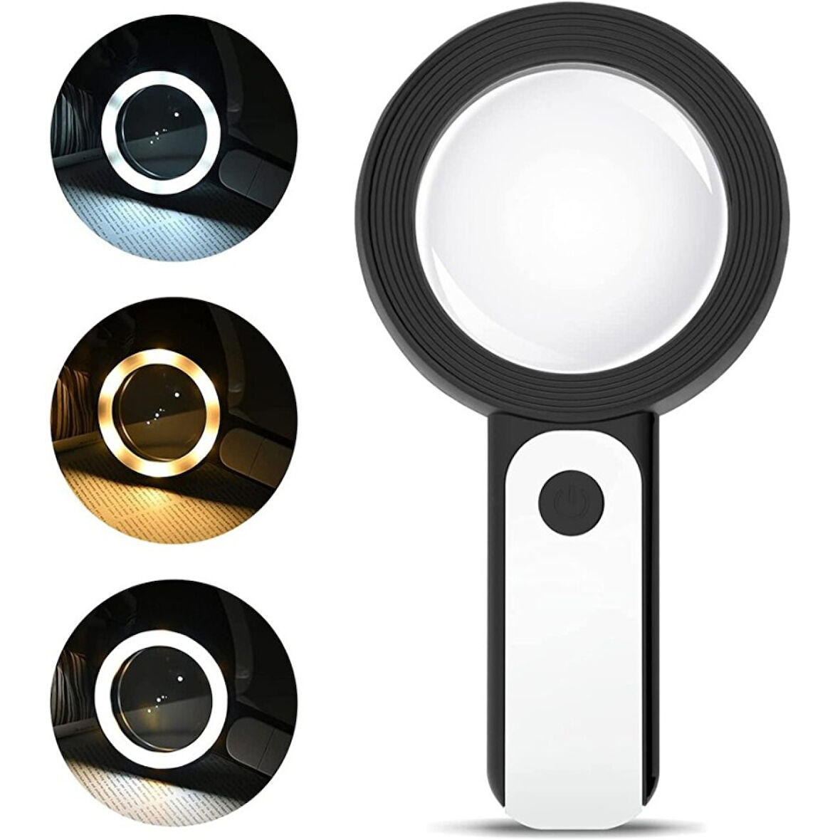 30x -12ışıklı Büyüteç Taşınabilir Çıft Katmanlı Optik Cam Okuma Büyüteç 2290-18