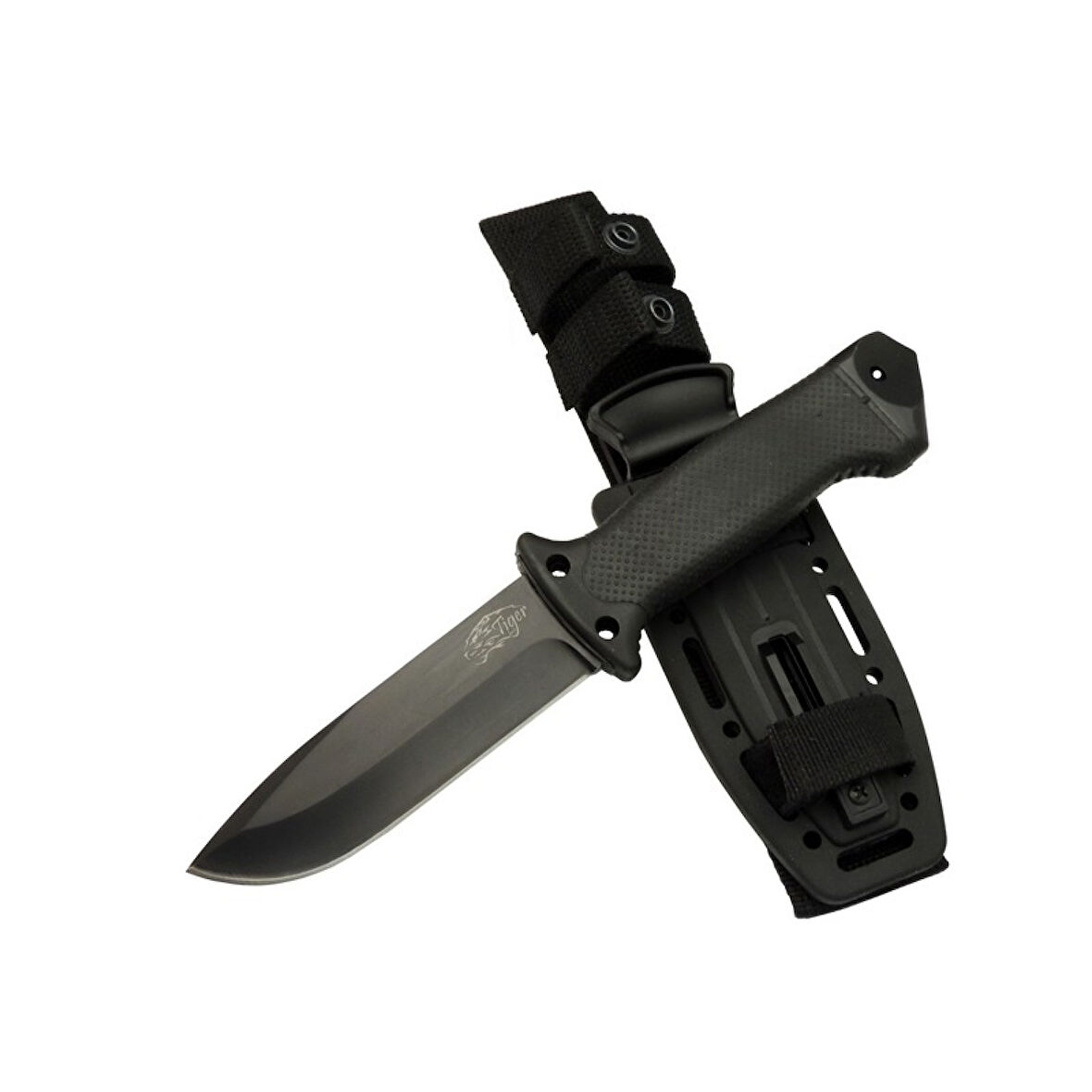 Tiger Tactical Htm 3321 A Siyah Outdoor / Survival Bıçak 27cm - Kauçuk Sap, Kılıflı, Kutulu