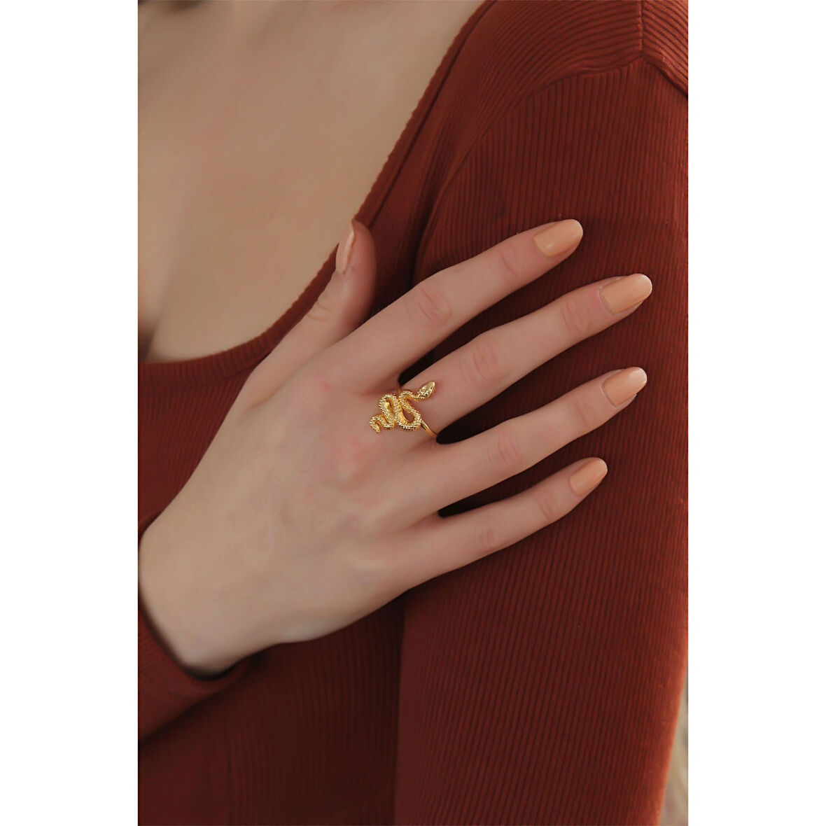 Ayarlanabilir Altın Renk Yılan Yüzük