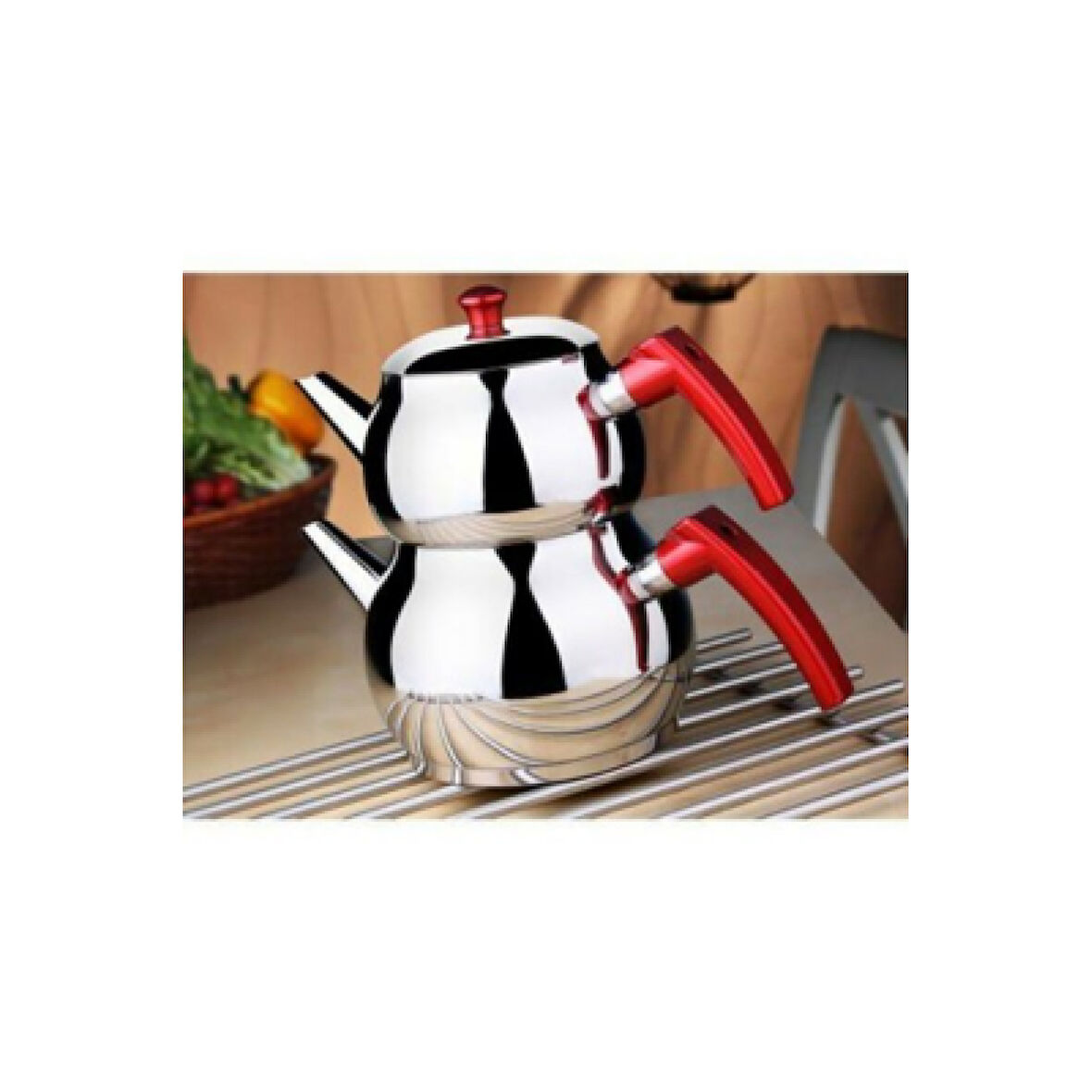 Mini 2lt Küçük Boy Küre Çelik Çaydanlık Seti (4915)
