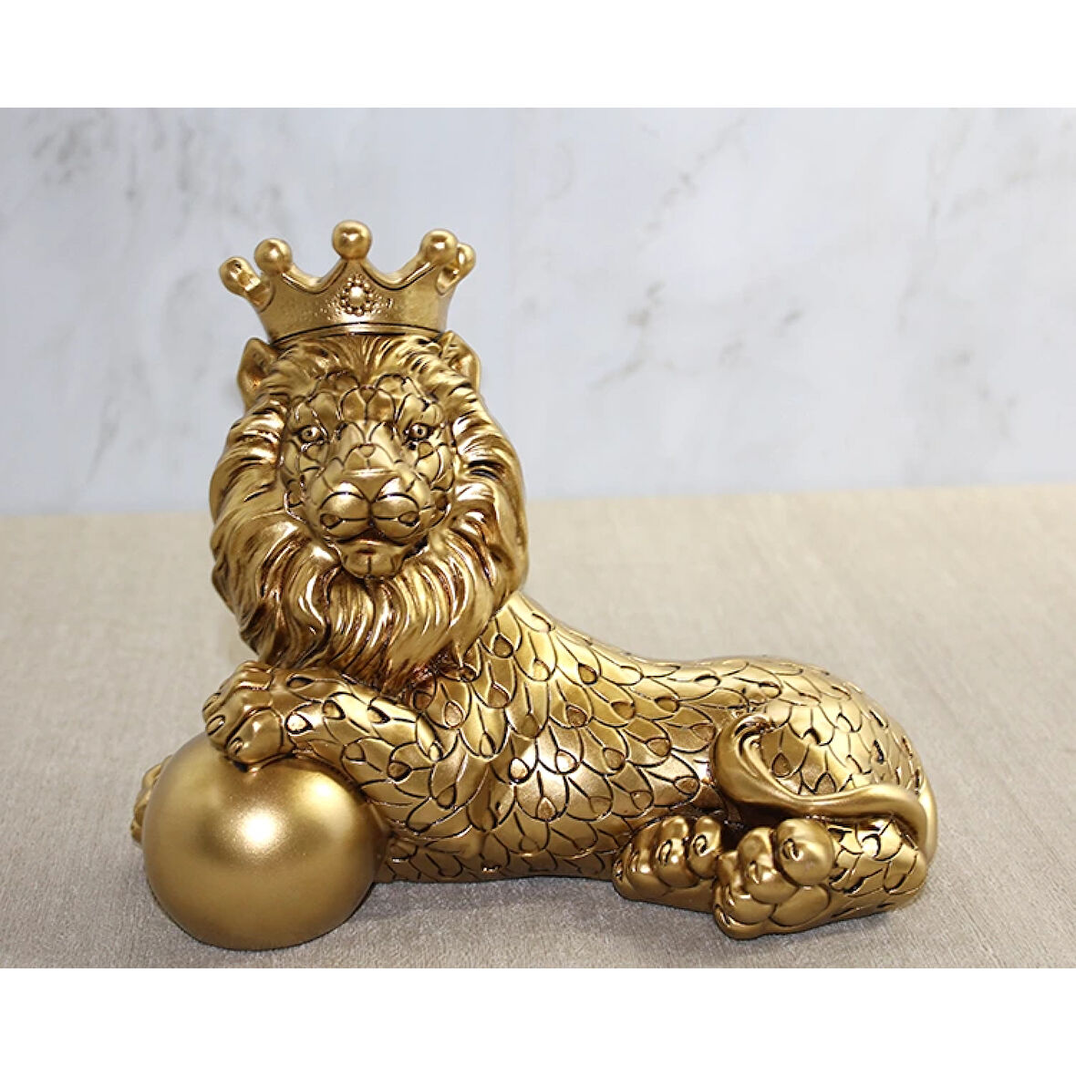 Polyester Dekoratif Taçlı Aslan Figürü Alk2575
