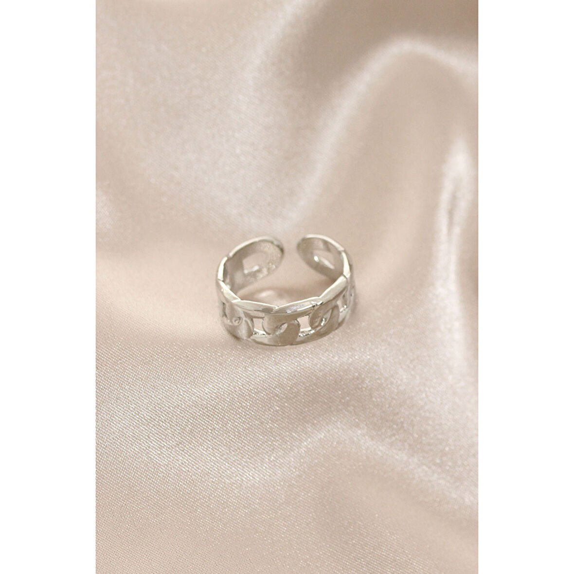 Yeni Sezon Gümüş Renk Zincir Yüzük