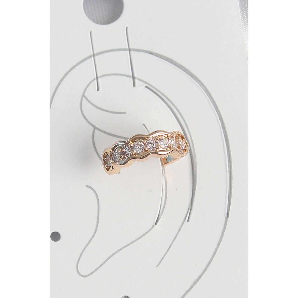 Pirinç Gold Renk Zirkon Taşlı Kadın Kıkırdak Küpe