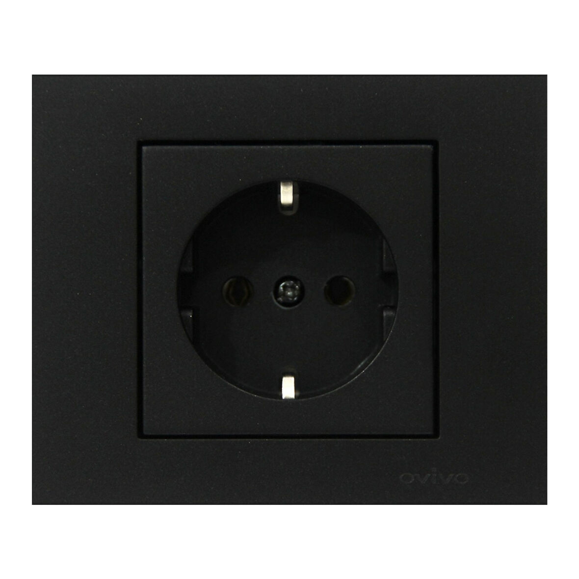15 Adet Ovivo Grano Siyah Topraklı Priz Çerçeve Dahildir 15'li Paket