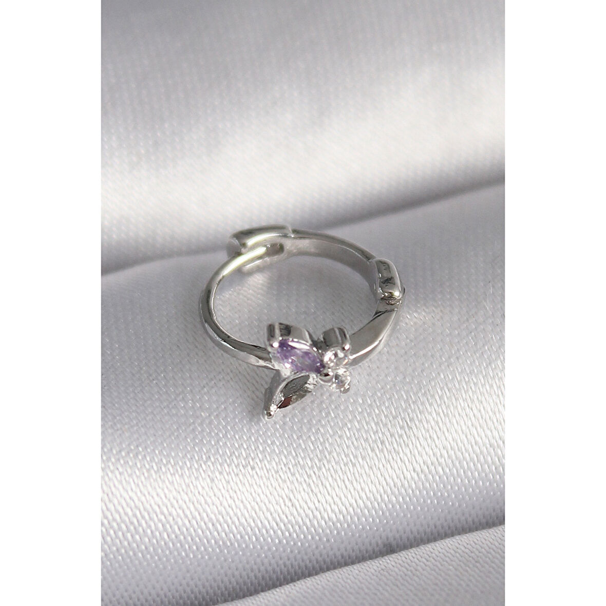 316l Çelik Gümüş Renk Zirkon Taşlı Kelebek Model Tragus Piercing - Tj-pr1329