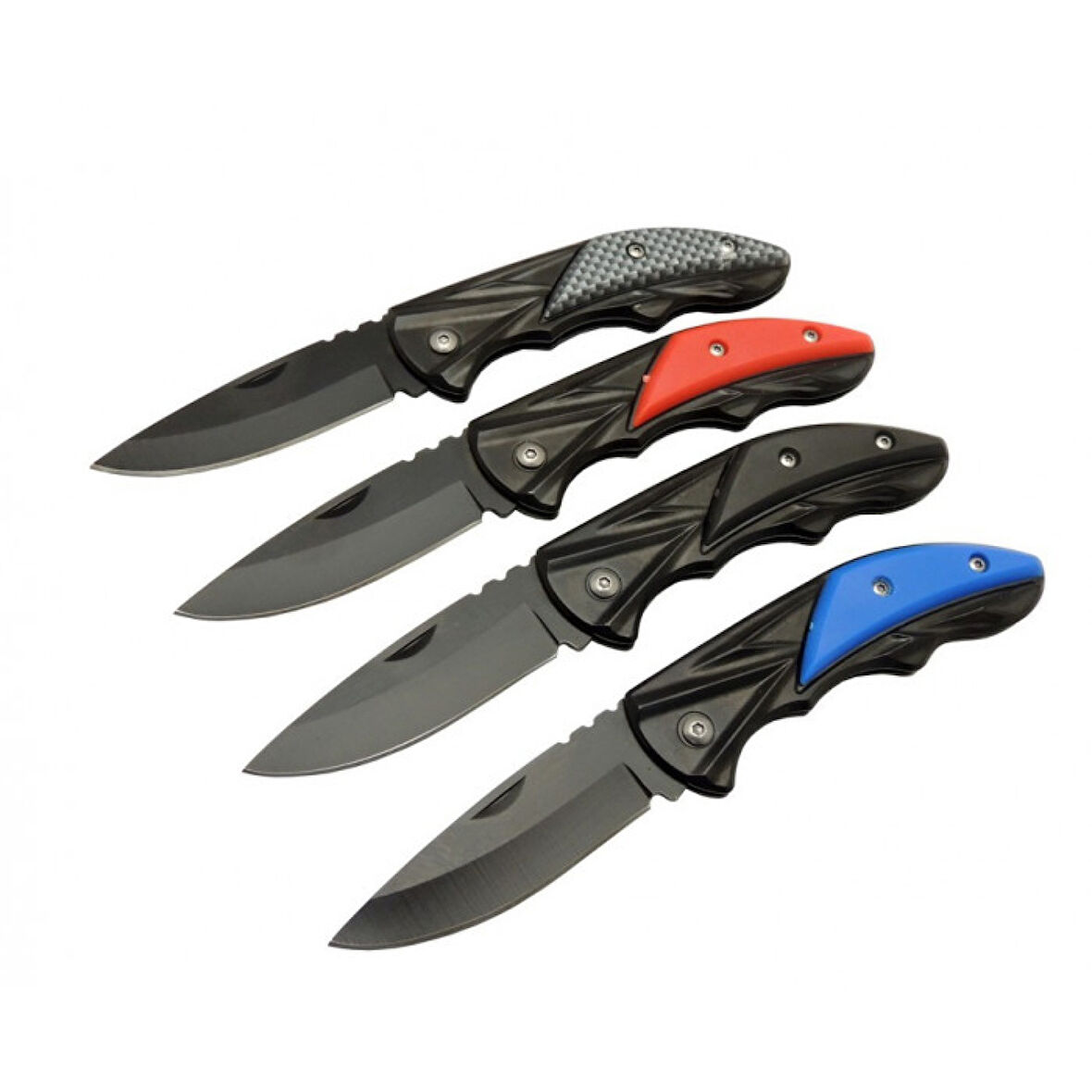 Klipsli 4 Lü Set Metal  16 Cm Kamp / Outdoor Çakı  - Yarı Otomatik, Kutulu