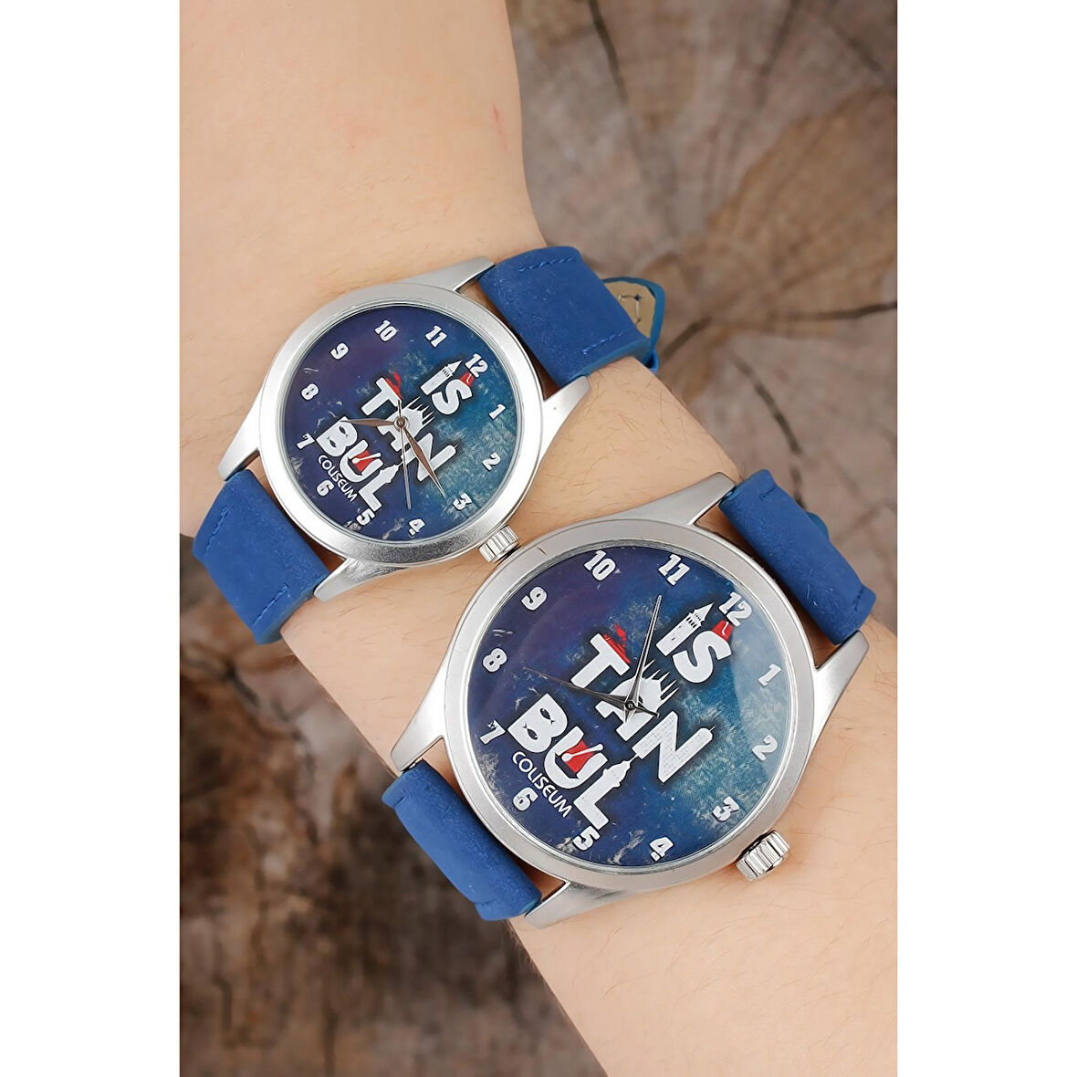 İstanbul Tasarım Lacivert Deri Kordonlu Sevgili Saatleri