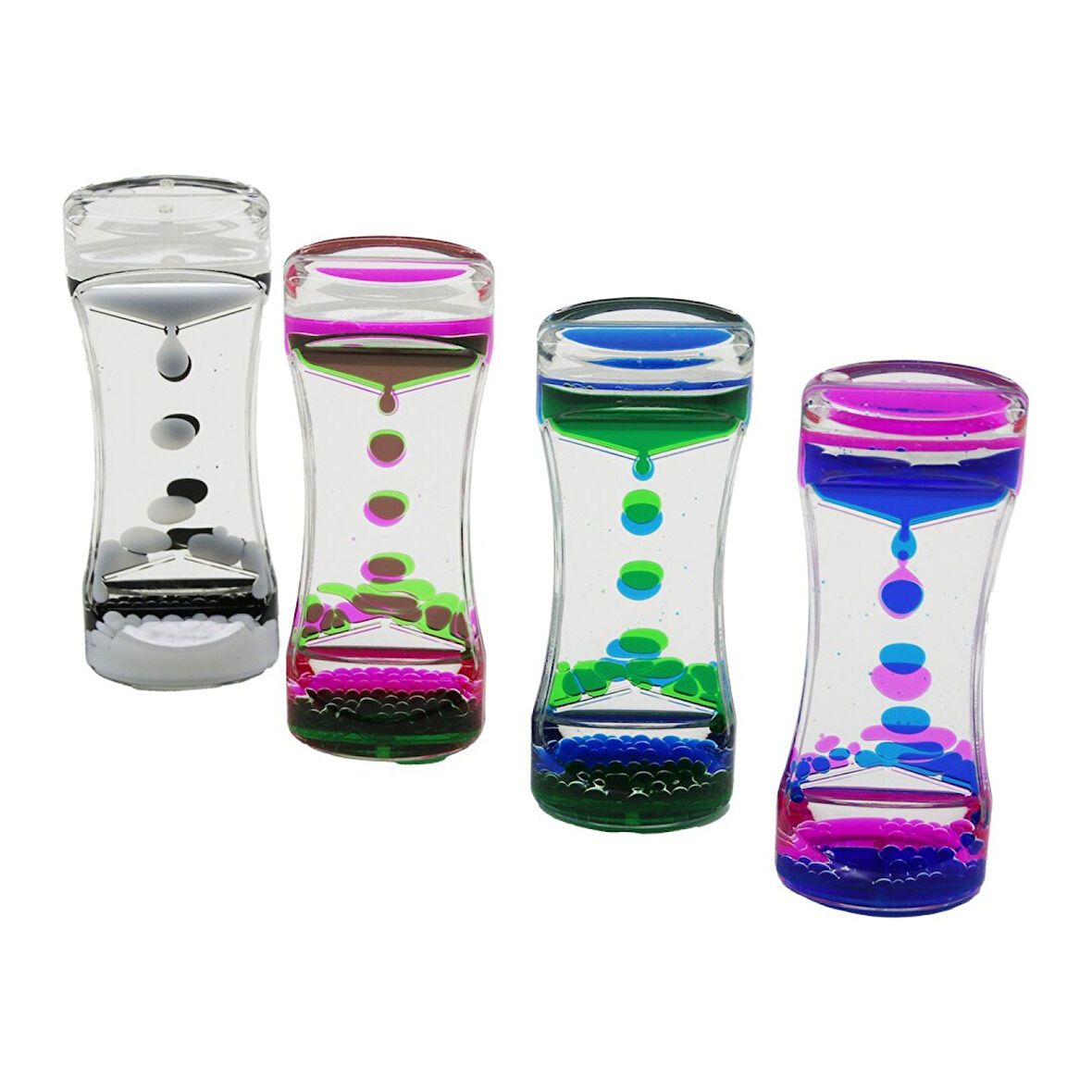 Çift Renk Su Çift Katlı Dar Şişe Model  Sulu Kum Saati Mika Akrilik Plastik 13.7 X 5.2 X 3.3cm (4915)