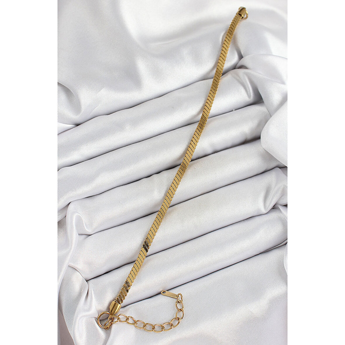 316L Çelik Gold Renk Yassı Zincir Model Kadın Bileklik