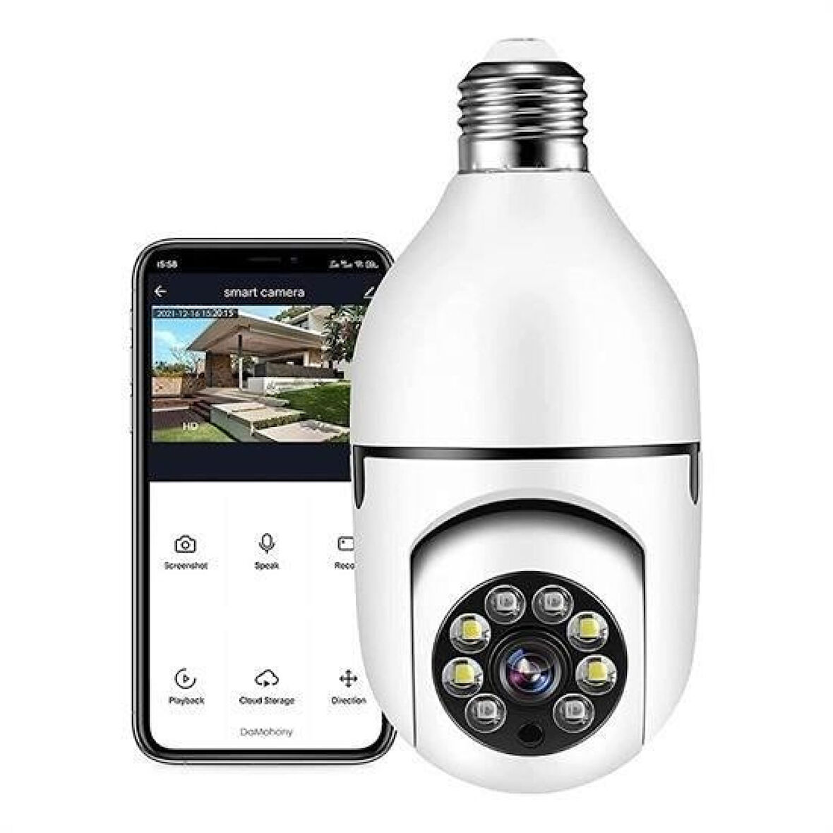 Buffer® Wifi 360 Panoramik Ampul Kamera Gece Görüş Ses Akıllı Hareket Algılayıcı