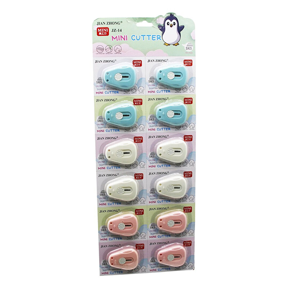 12 Adet Mini Cep - Çanta Penguen Falçata - Maket Bıçak (4915)