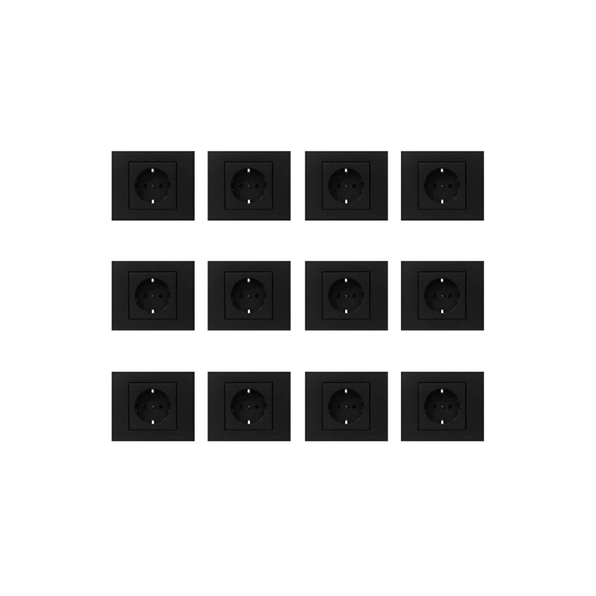 12 Adet Ovivo Grano Siyah Topraklı Priz  Çerçeve