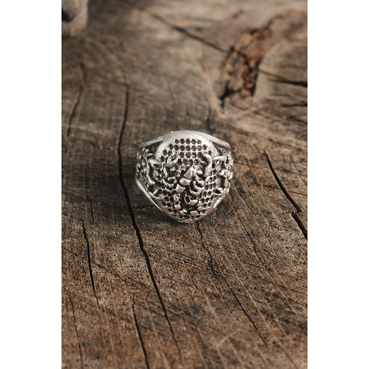 Antik Gümüş Renk Akrep İşleme Ayarlanabilir Erkek Yüzük