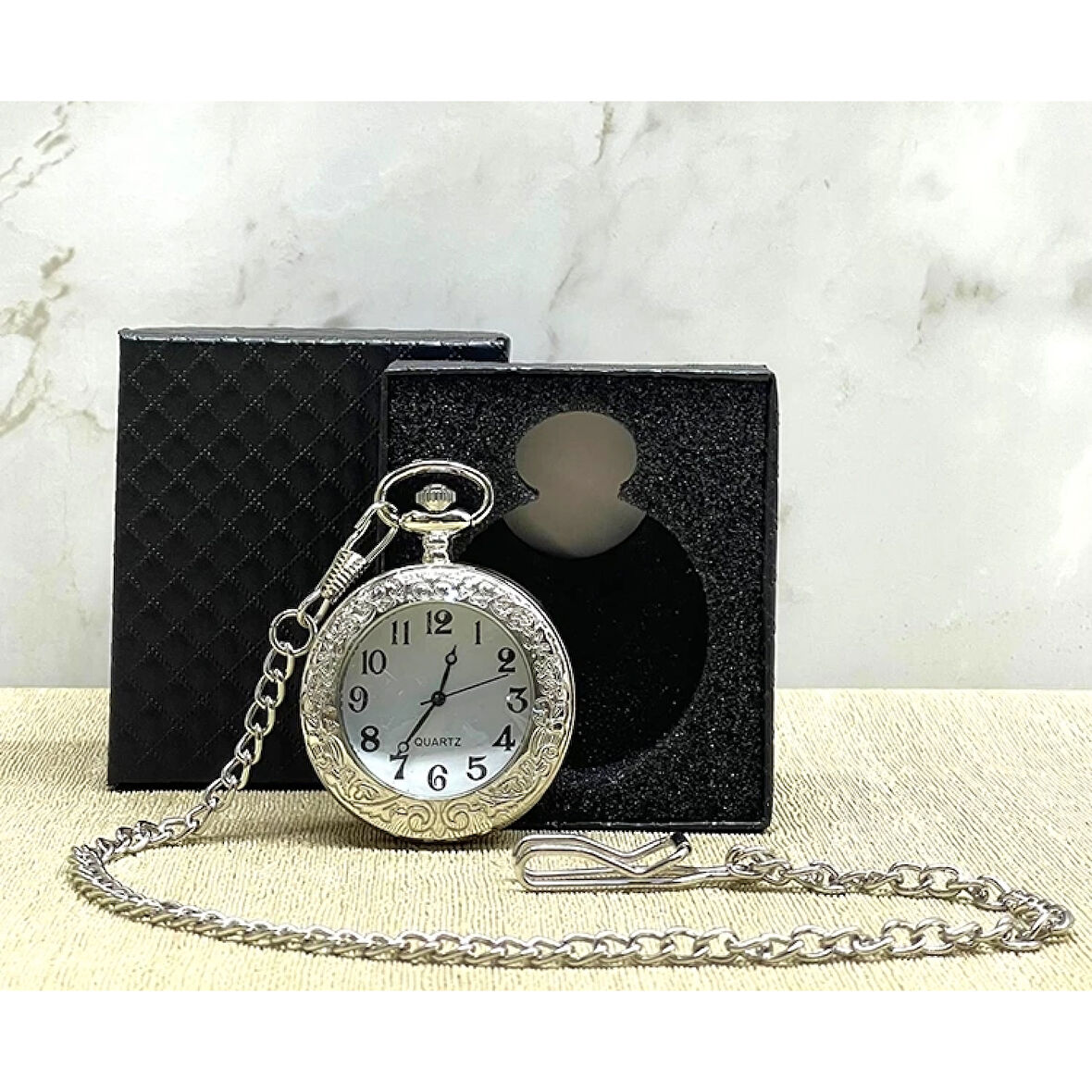 Özel Kutulu Gümüş Köstekli Saat Alk4686