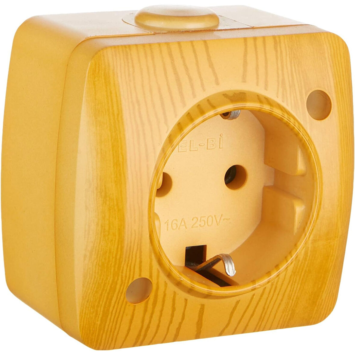 Sıva Üstü Kayın Ahşap Renkli Topraklı Priz Elbi / Alsu