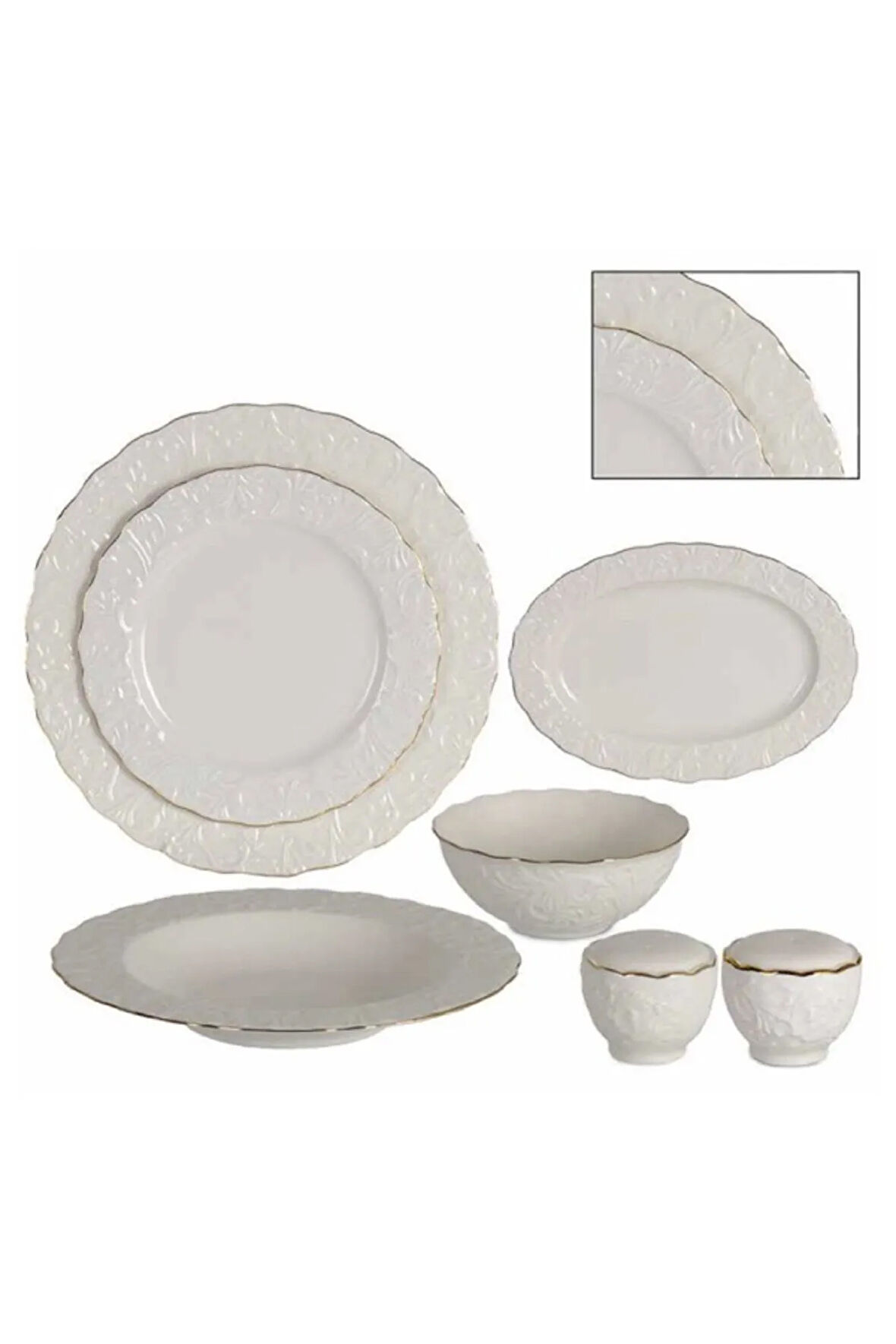 K. Plus Rosen Yemek Takimi Porselen Cream-gold 28 Parca