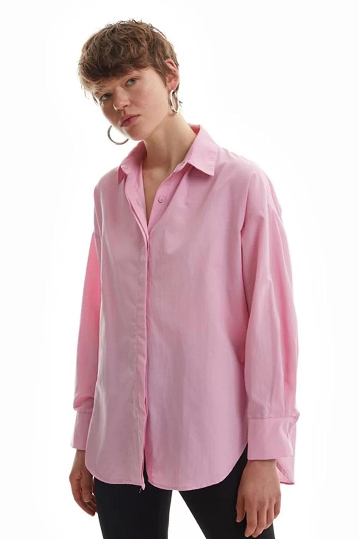 Quzu Pembe Oversize Gömlek