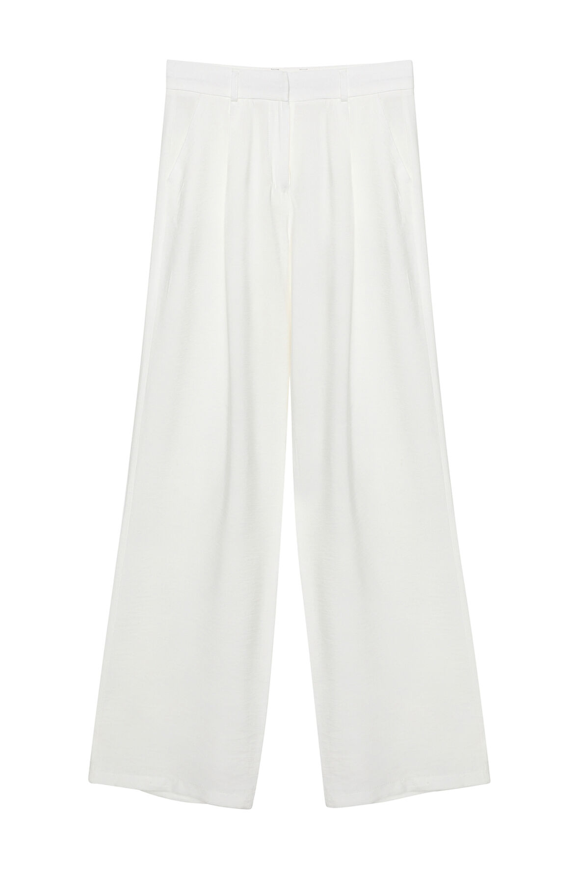 Yüksel Bel Bol Paça Pantolon Ekru