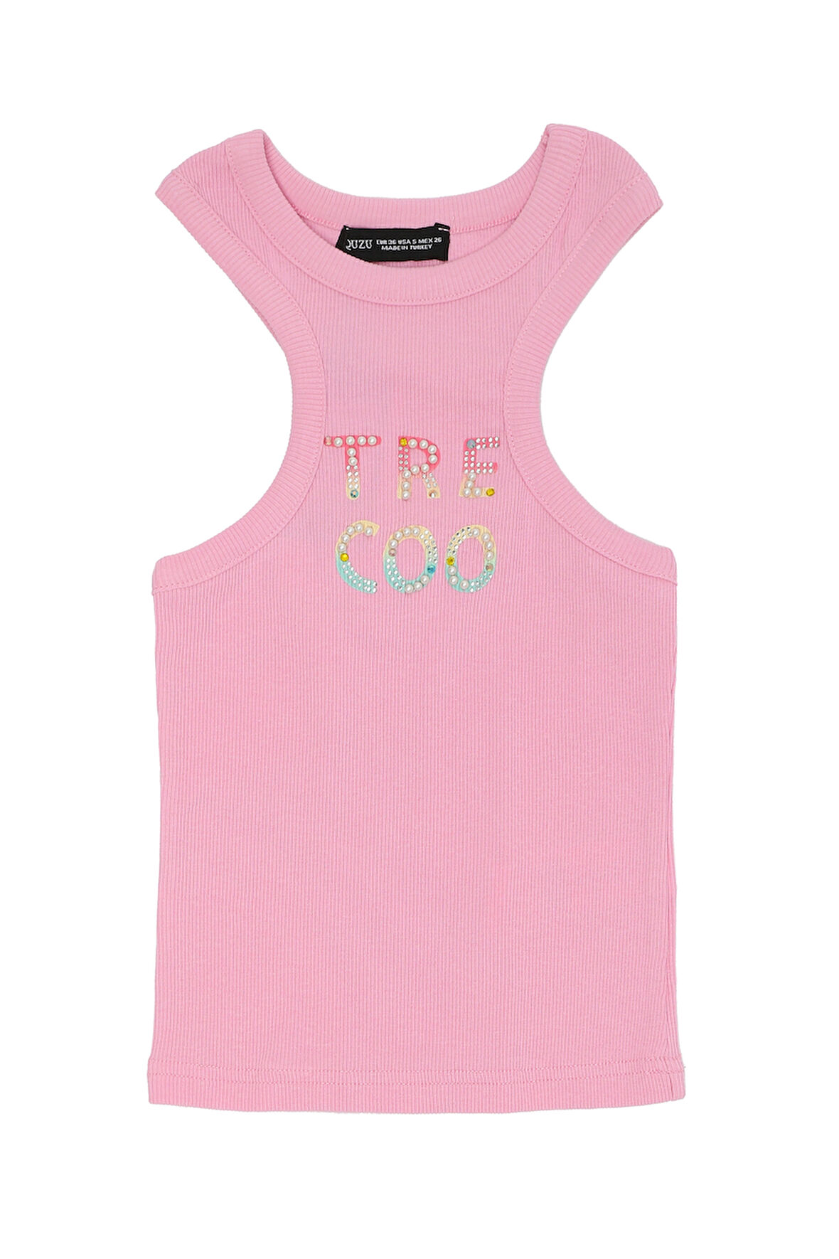 İnci Aksesuarlı Halter Yaka Crop Bluz Pembe