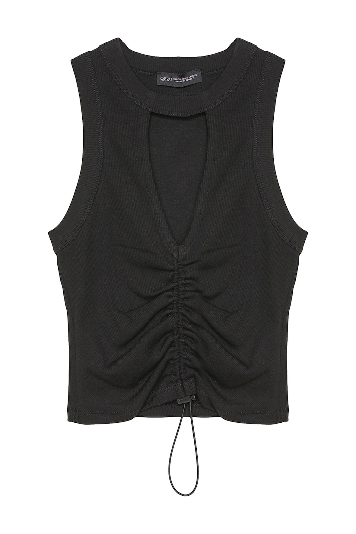 Dekolte Detaylı Halter Yaka Atlet Siyah