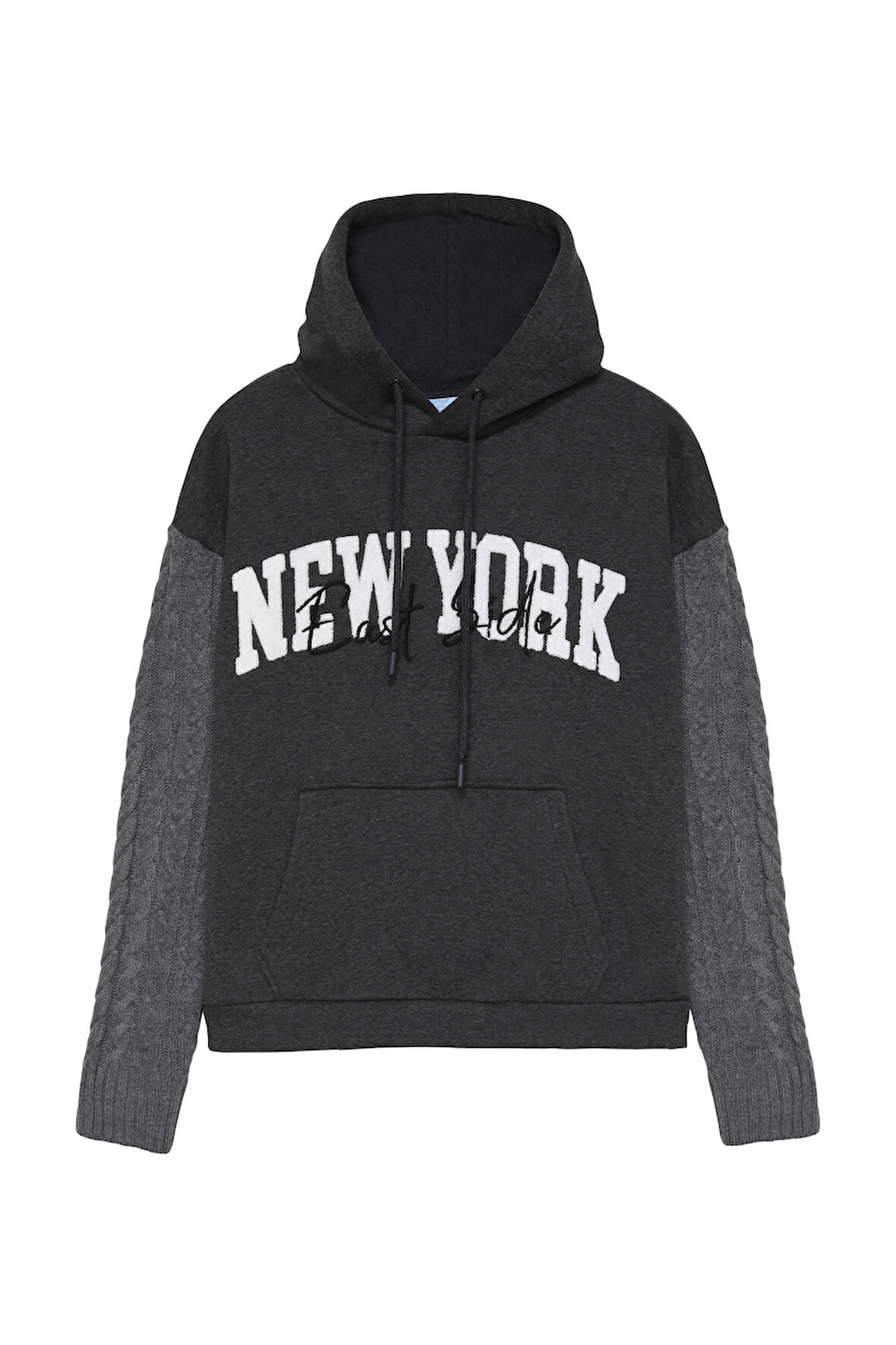 Triko Kol New York Kapüşonlu Sweatshirt Antrasit
