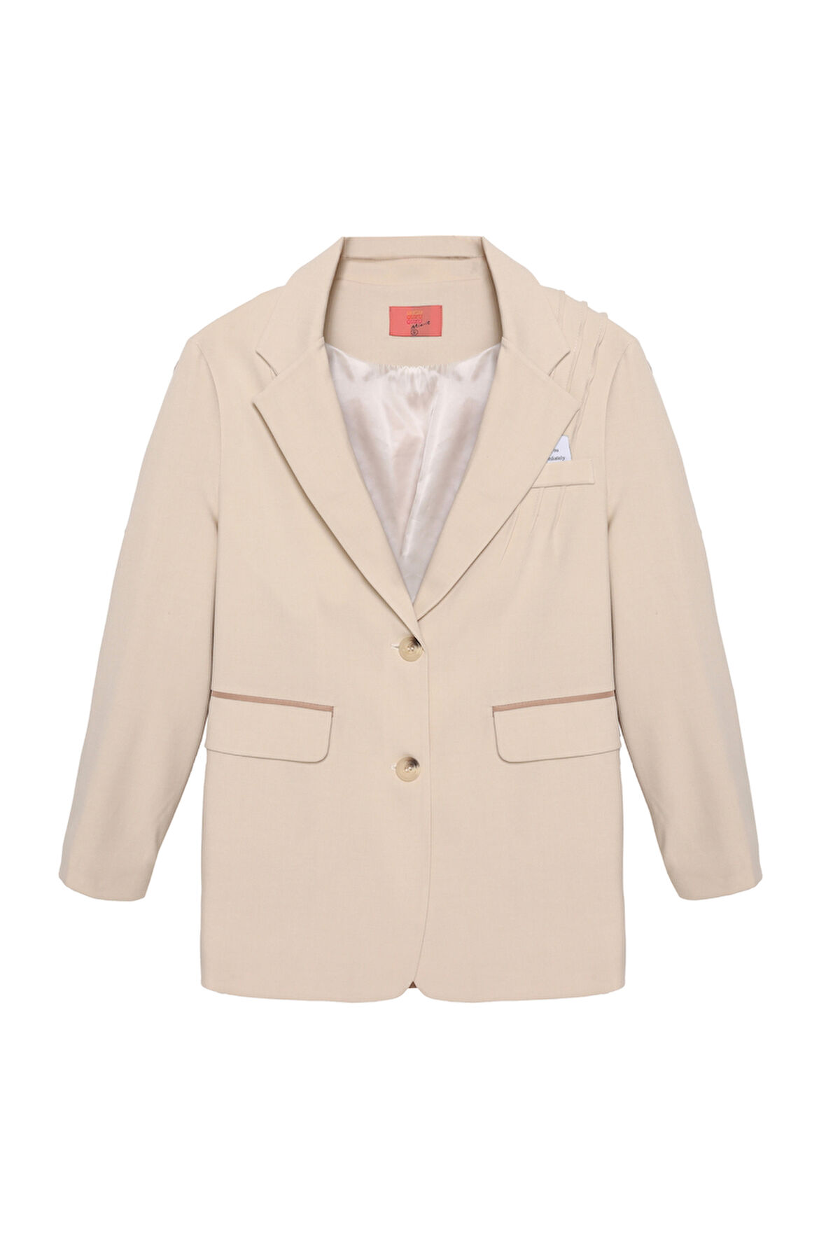 Sırtı Kumaş Matchli Blazer Ceket Bej