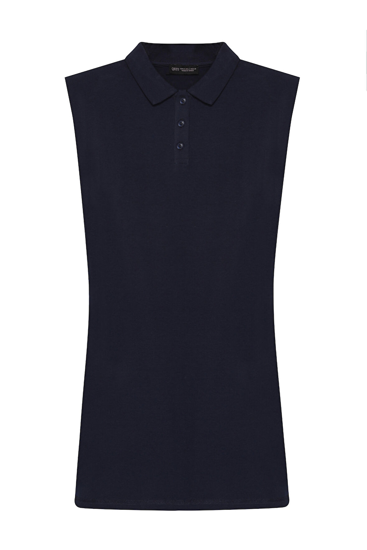 Polo Yaka Vatkalı Mini Elbise Lacivert