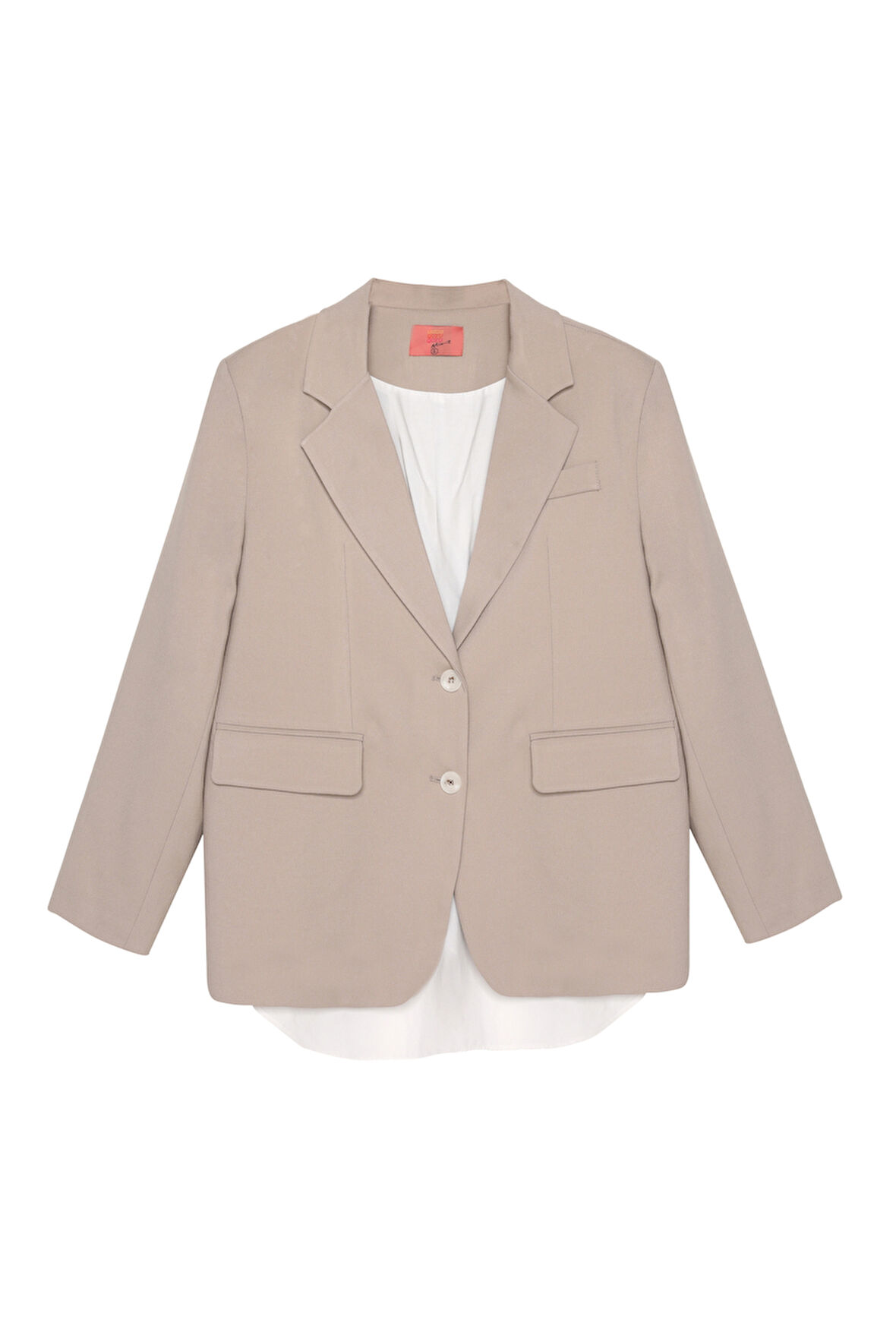 Sırtı Pencere Yırtmaçlı Blazer Ceket Bej