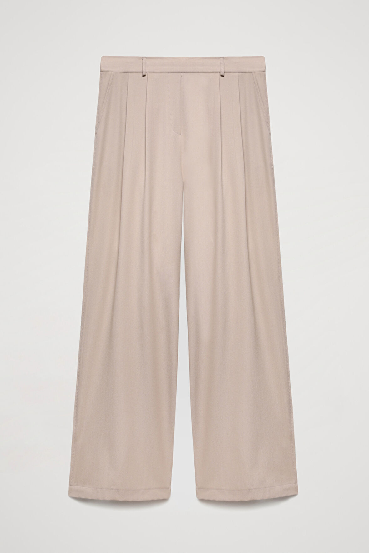 Kumaş Matchli Beli Lastikli Pantolon Bej