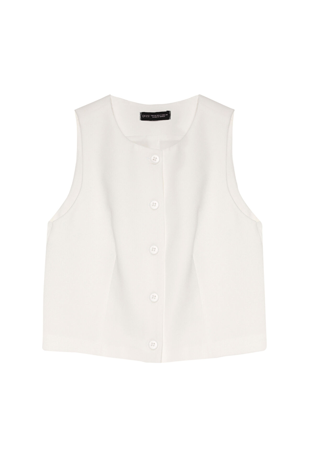 Düğme Detaylı Yelek Ceket Ekru