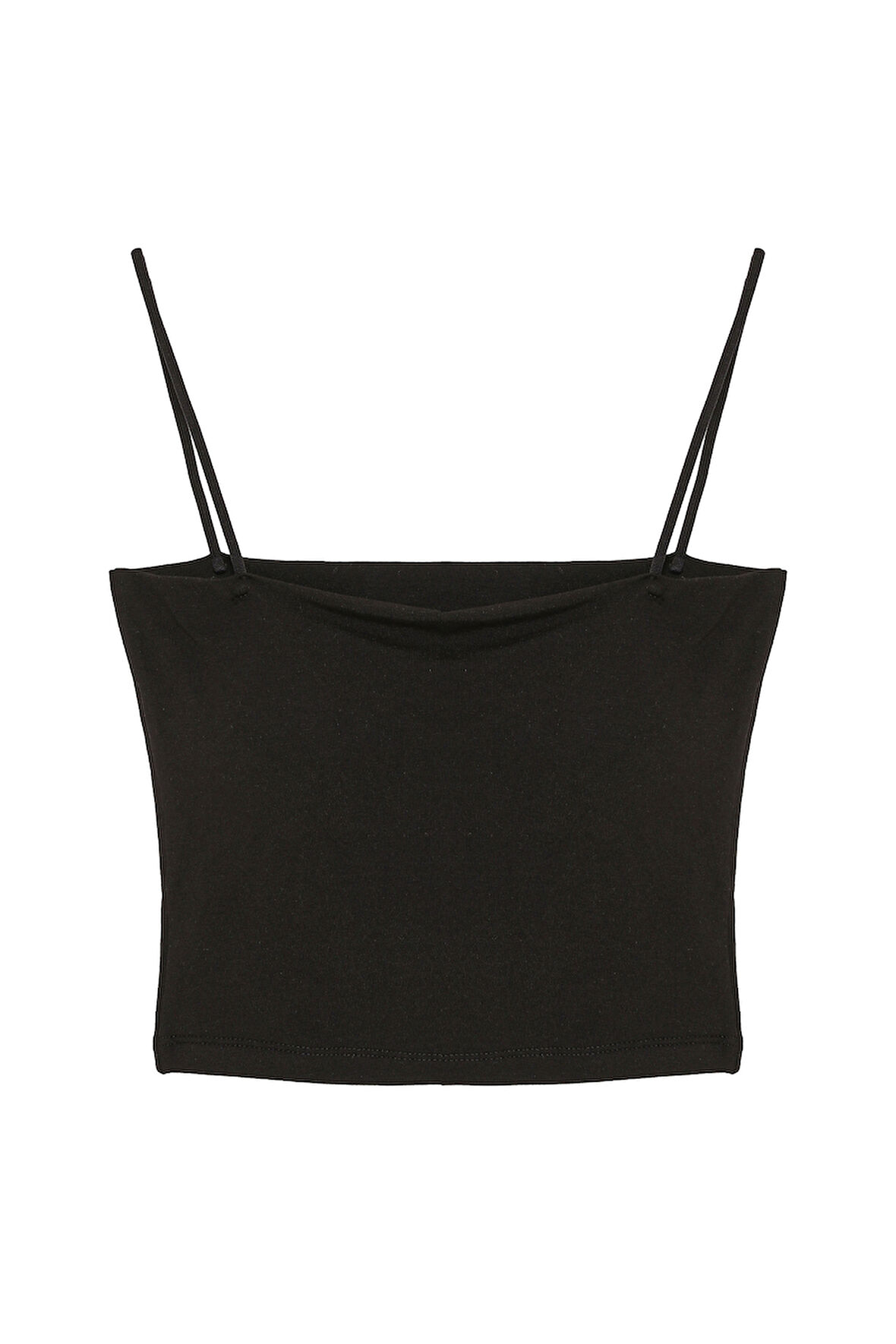 Askılı Crop Basic Atlet Siyah