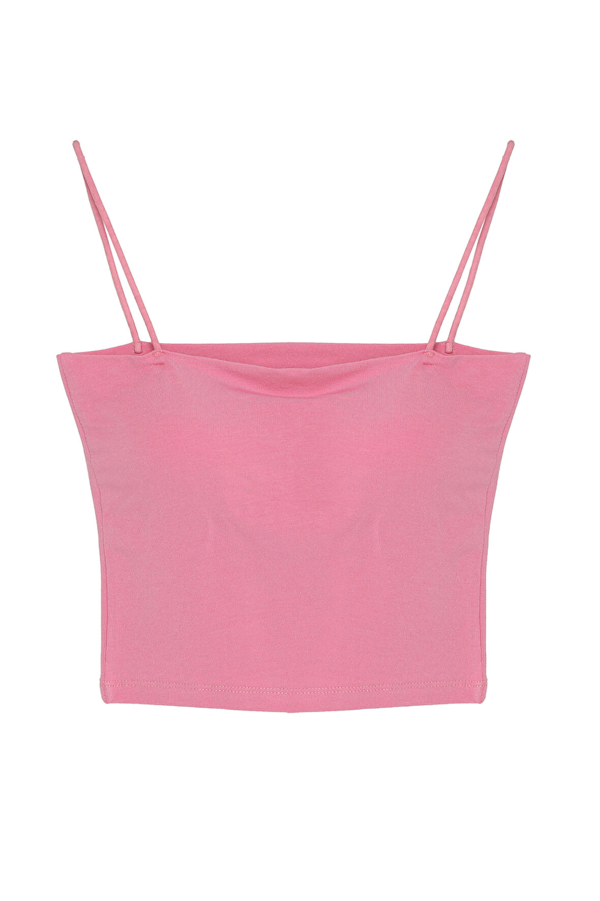 Modal Askılı Crop Basic Atlet Pembe
