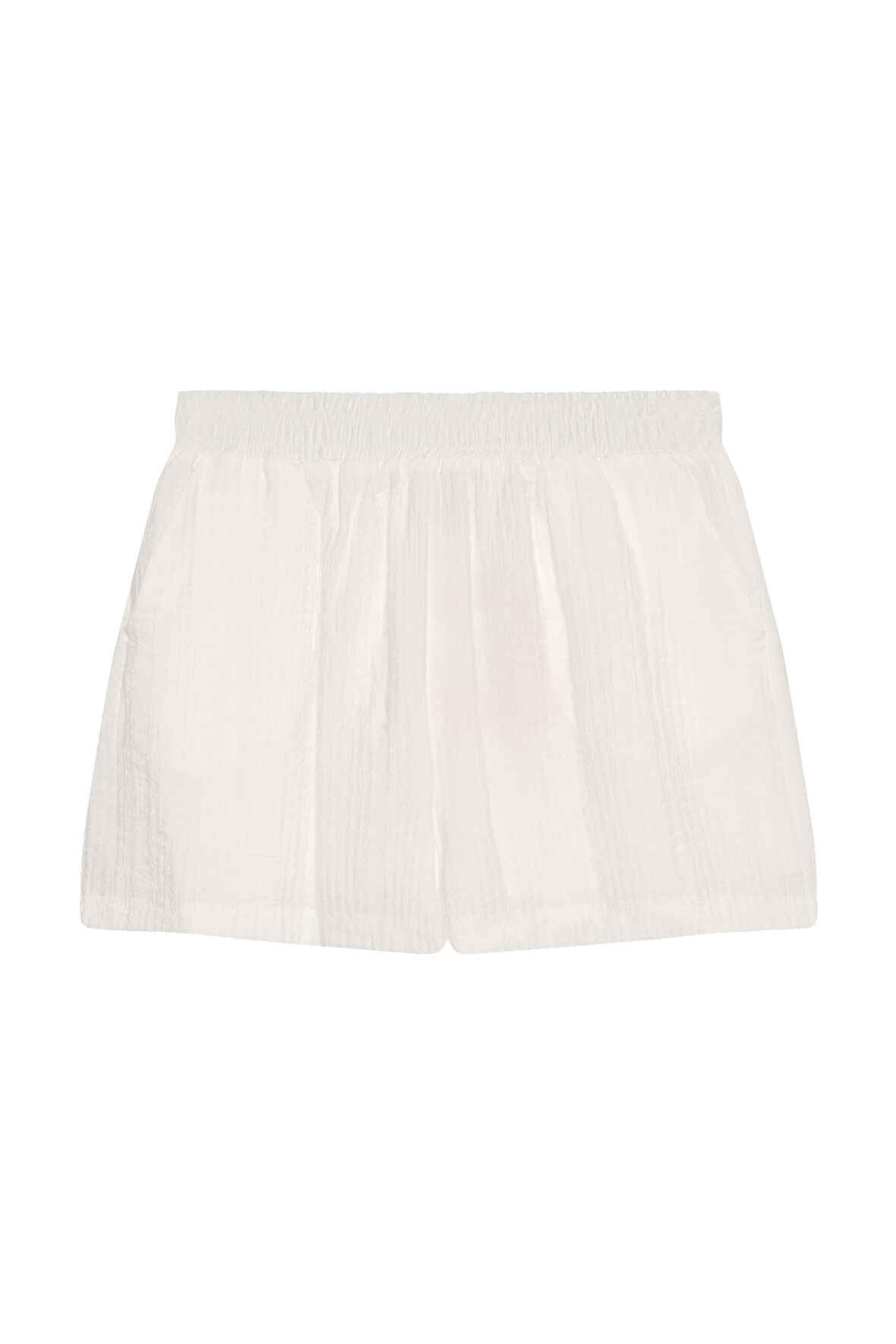 Beli Lastikli Dokulu Mini Şort Ekru