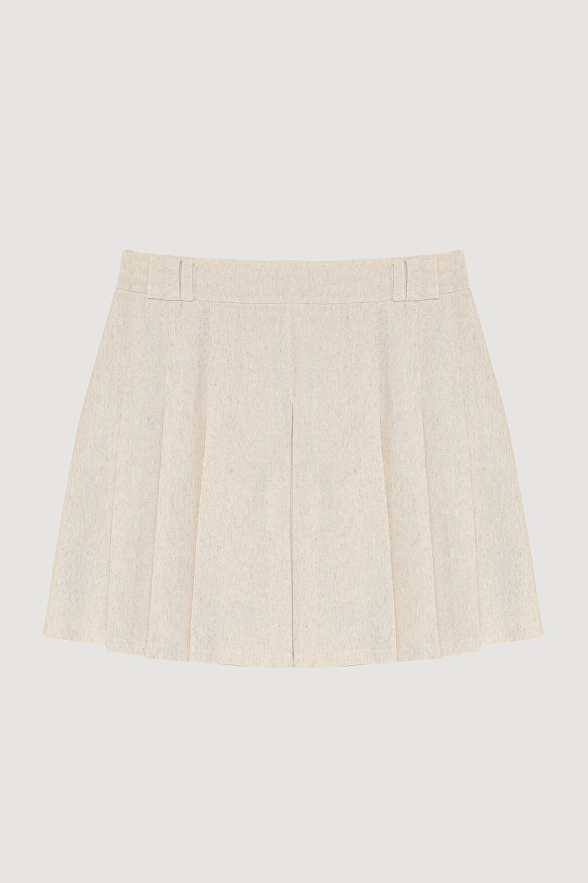 Kemer Köprülü Pileli Mini Etek Naturel