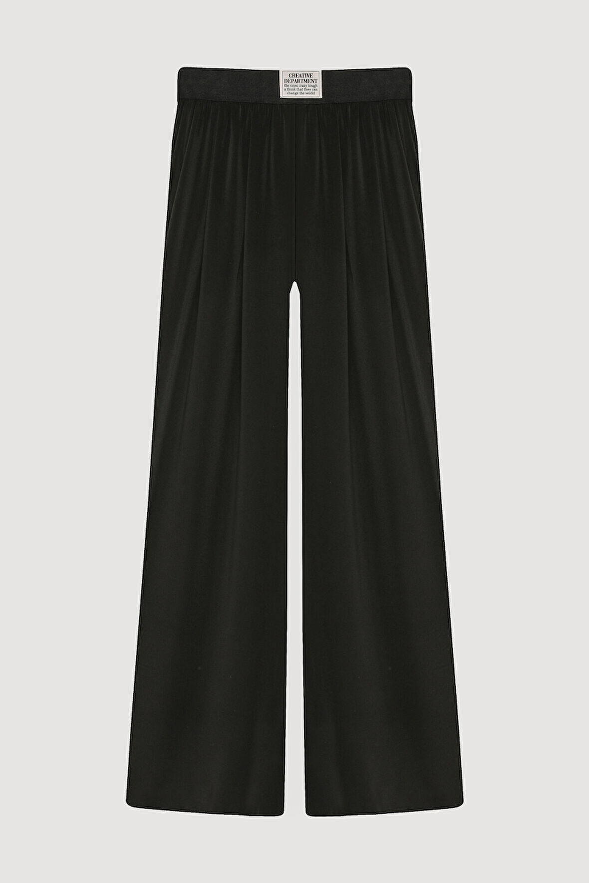 Beli Etiket Aksesuarlı Bol Paça Pantolon Siyah