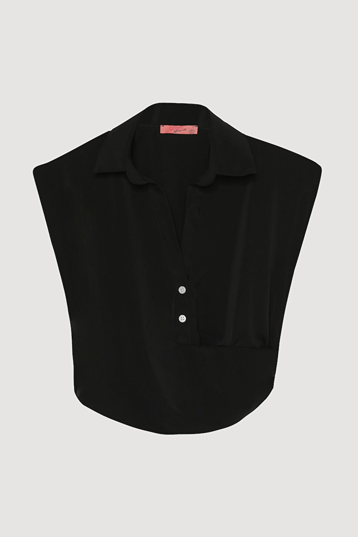 Kruvaze Detaylı Düğmeli Kolsuz Bluz Siyah